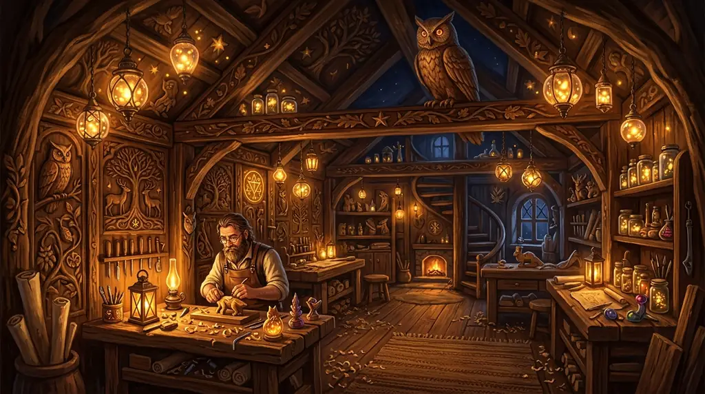 Cozy woodshop interior