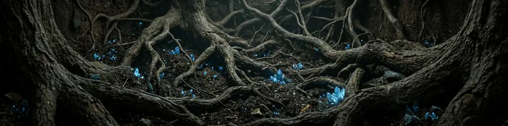 Tree roots wrapping around dirt